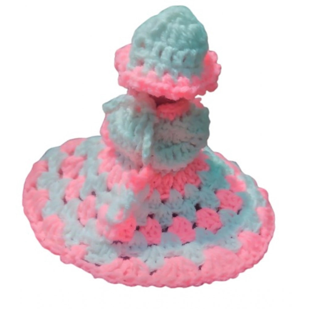 Generic Laddu Gopal Tharad Dress Size: 0 To 6 (White-Baby Pink)