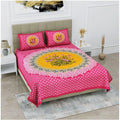 Generic Cotton Printed Queen Size Bedsheet With 2 Pillow Covers (Pink, 90x100 Inch)