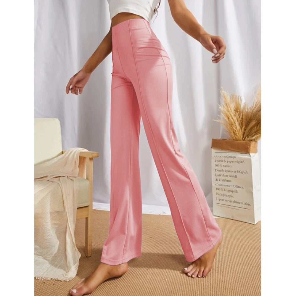 Generic Women's Polyester Solid Regular Fit Pant (Peach)