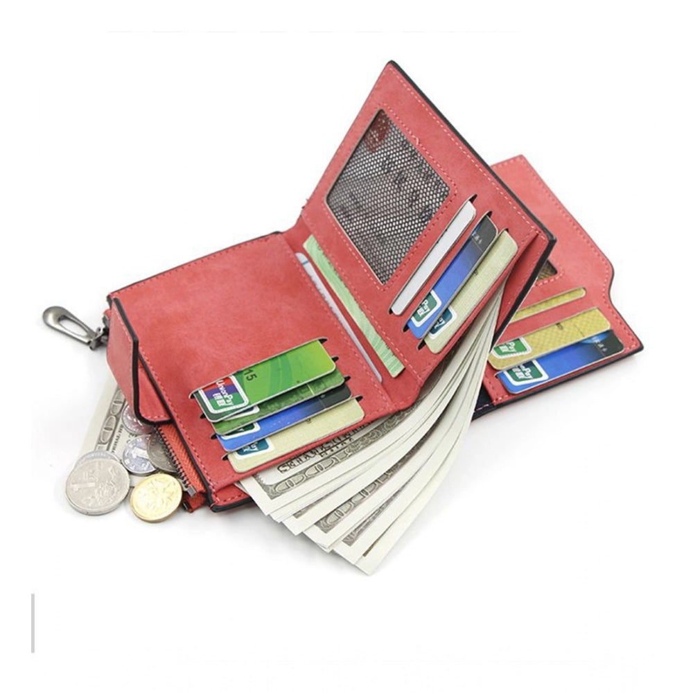 Generic Women's Vegan Leather Small Zipper Wallet (Brown )