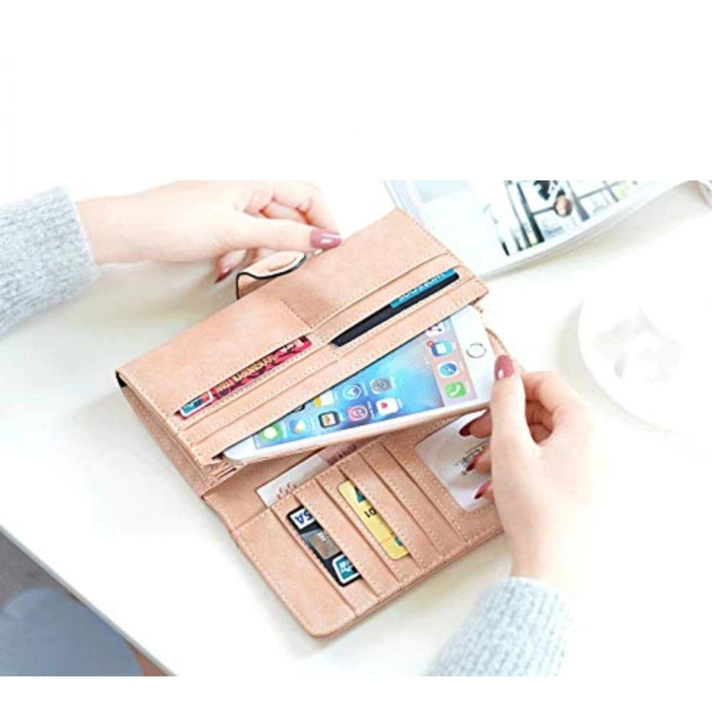 Generic Women's Faux Leather Medium Snap Button Wallet (Green)