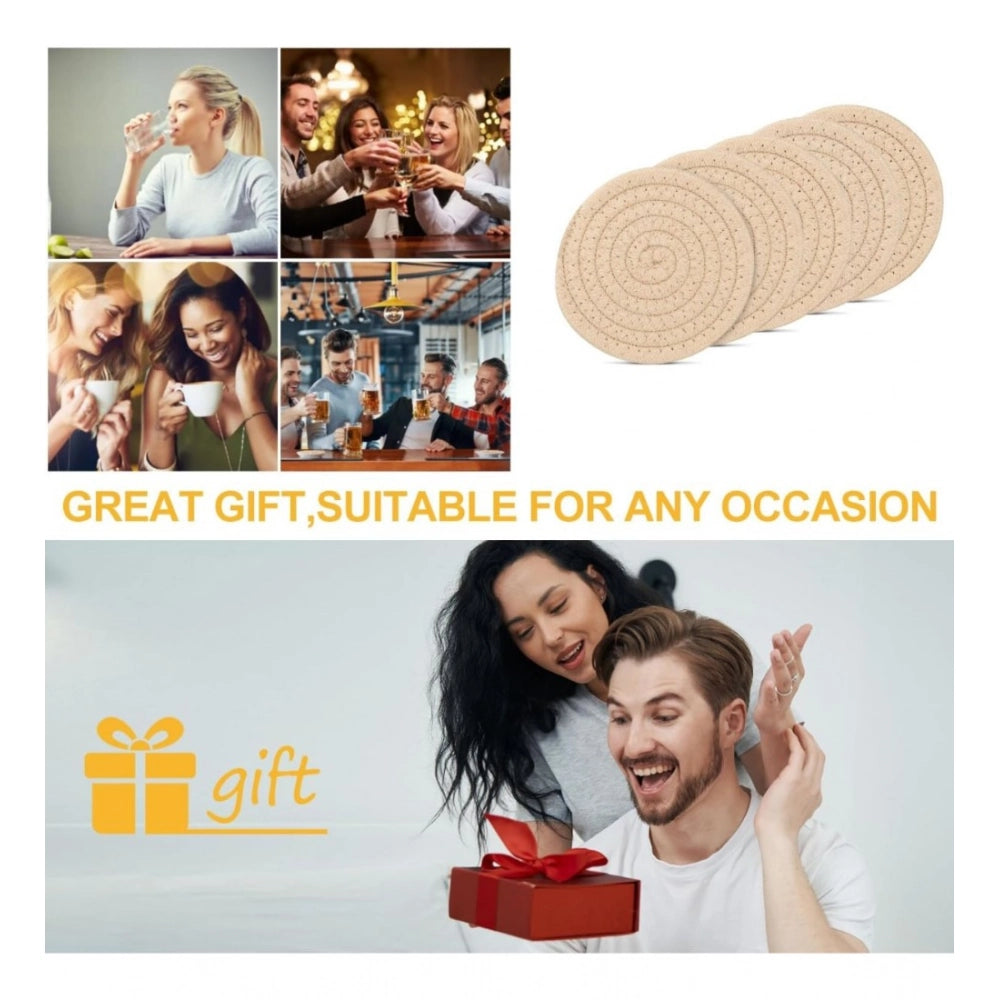 Generic Cotton Rope Drink Coasters 6 Pcs Set (Cream)