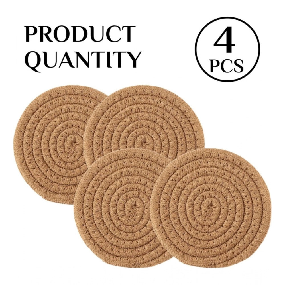 Generic Cotton Rope Drink Coasters 4 Pcs Set (Beige)