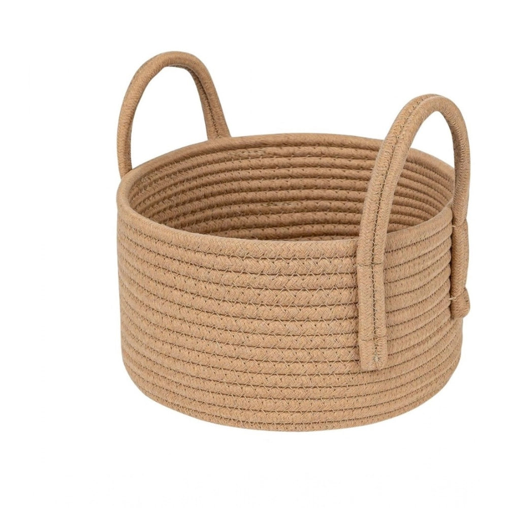 Generic Cotton Round Storage Rope Woven Baskets Pack of 2 (Beige)