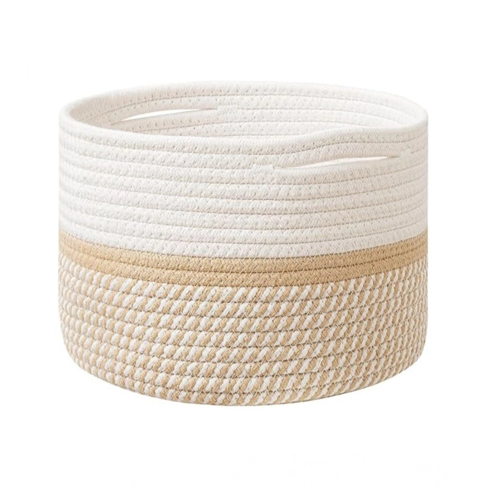 Generic Cotton Storage Rope Woven Baskets 9x7 Inch Pack of 1 (Beige)