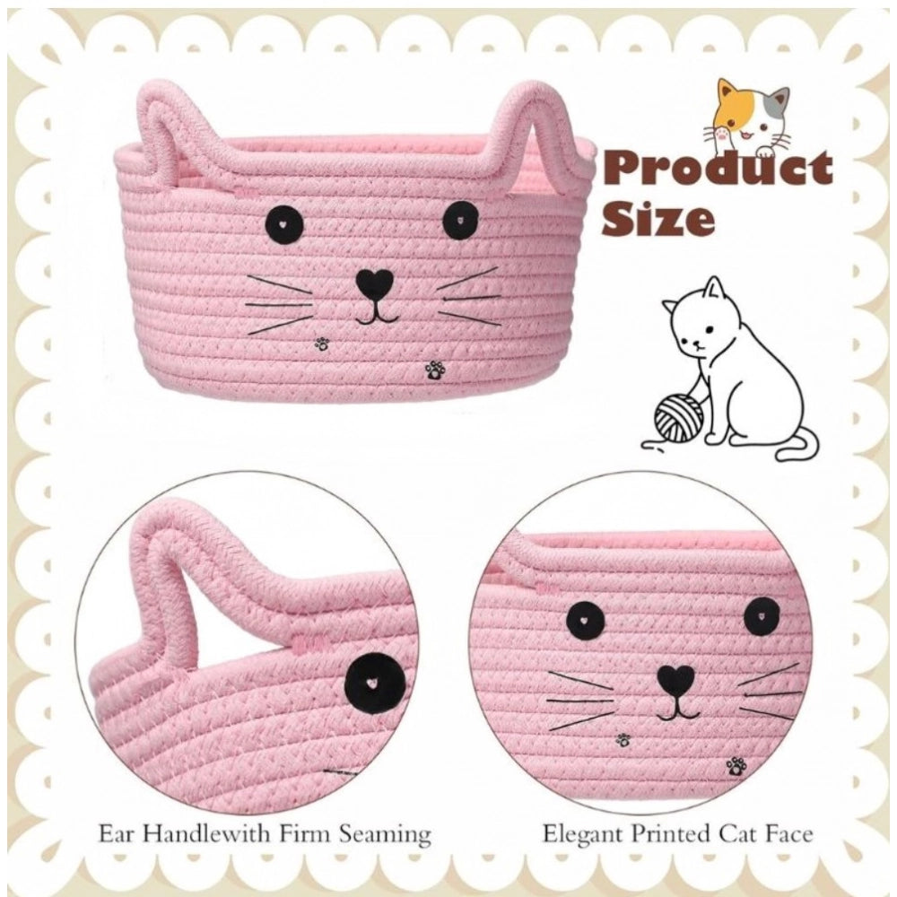Generic Cotton Small Cat With Face Basket Pack of 1 (Pink)