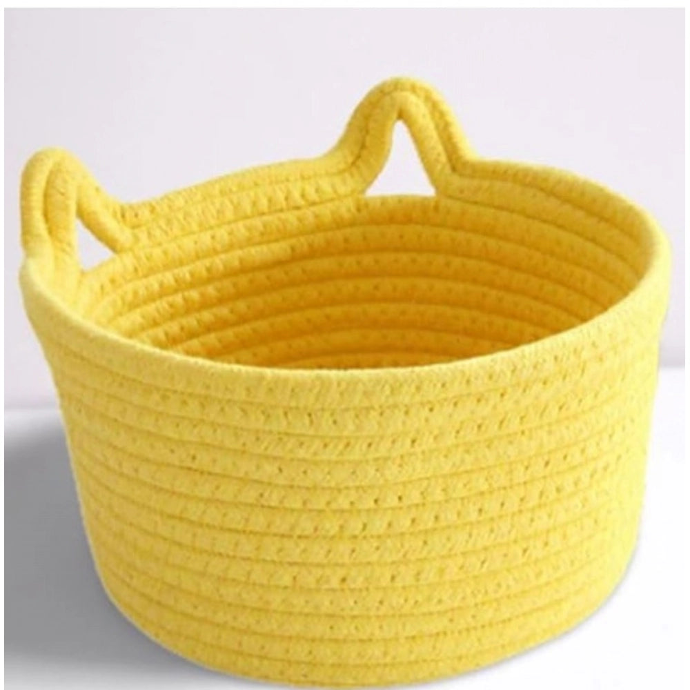 Generic Cotton Plain Cat Basket 9x5 Inch Pack of 1 (Yellow)
