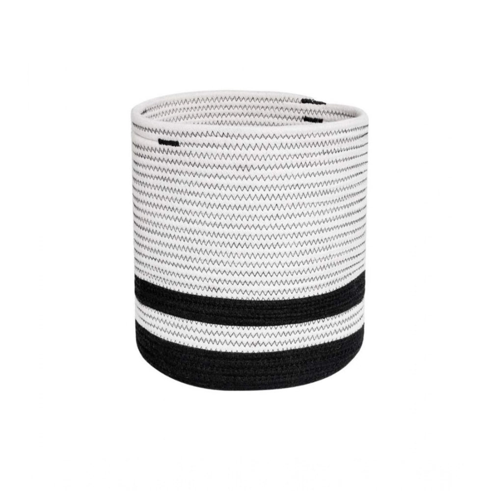 Generic Cotton Large Woven Storage Basket 10x10 Inch Pack of 1 (Black &amp; White)