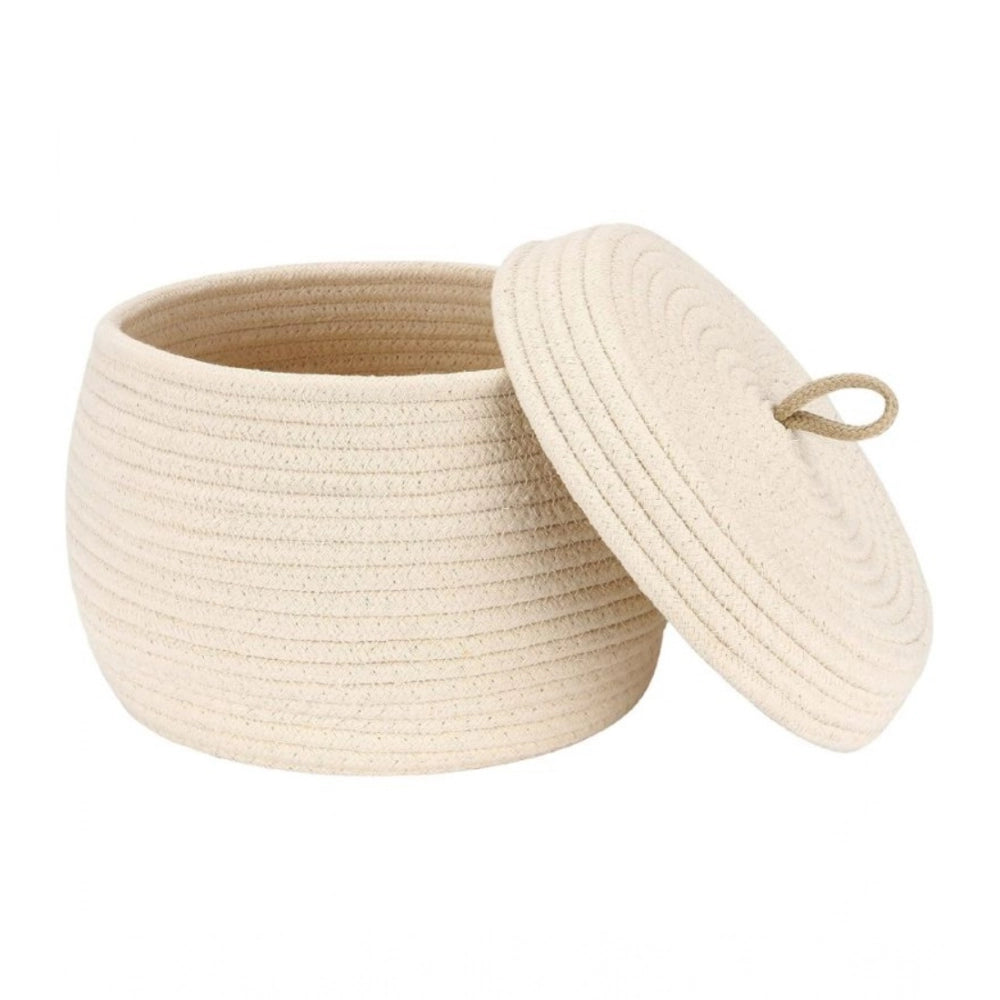 Generic Cotton Bear Shaped Storage Matka Basket With Lid Pack of 1 (Beige)