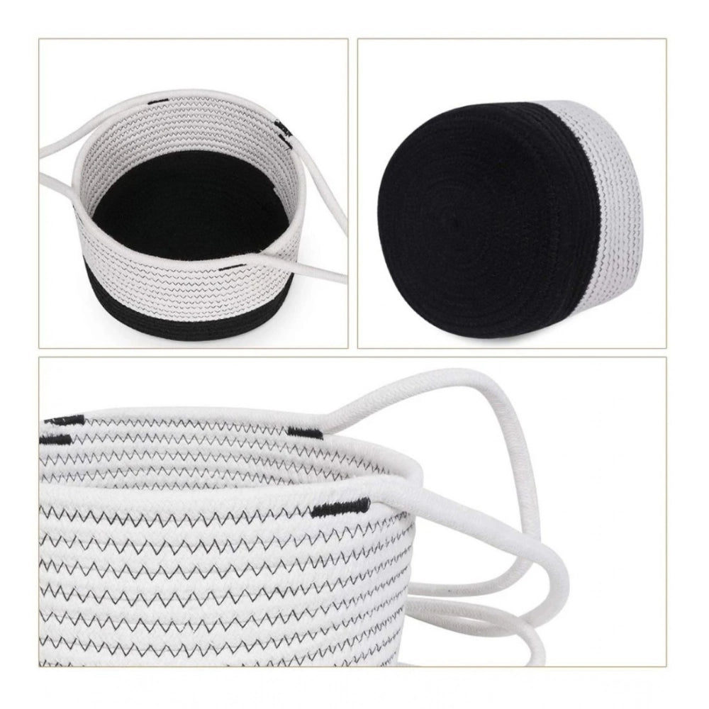 Generic Cotton Hanging Planter Flower Basket Pack of 1 (Black &amp; White)