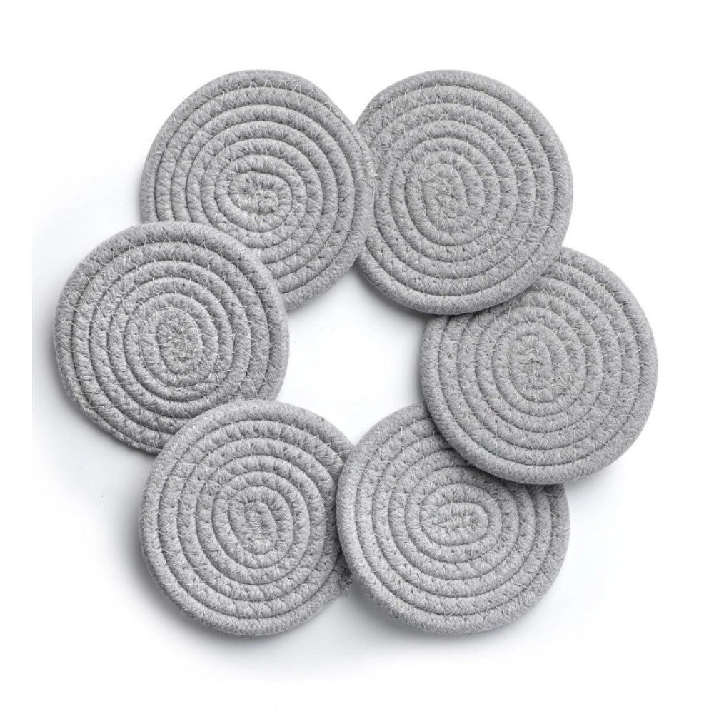 Generic Cotton Rope Drink Coasters 6 Pcs Set (Grey)