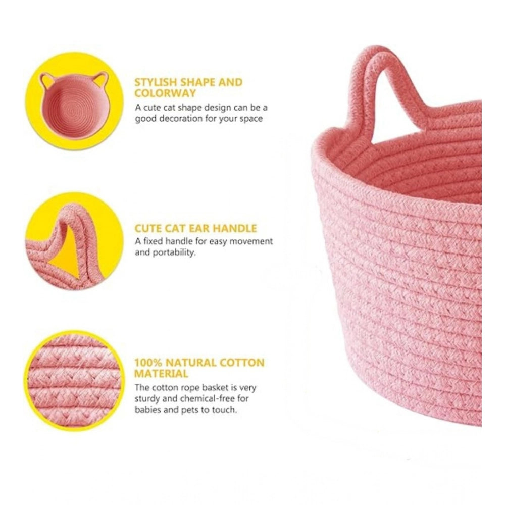 Generic Cotton Plain Cat Basket 9x5 Inch Pack of 1 (Pink)