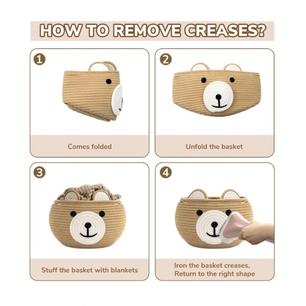 Generic Cotton Bear Shaped Storage Baskets Pack of 1 (Beige)