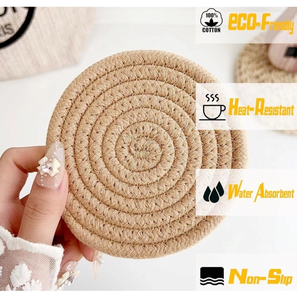 Generic Cotton Rope Drink Coasters 6 Pcs Set (Multicolor)