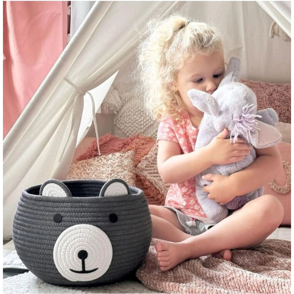 Generic Cotton Bear Shaped Storage Baskets Pack of 1 (Grey)