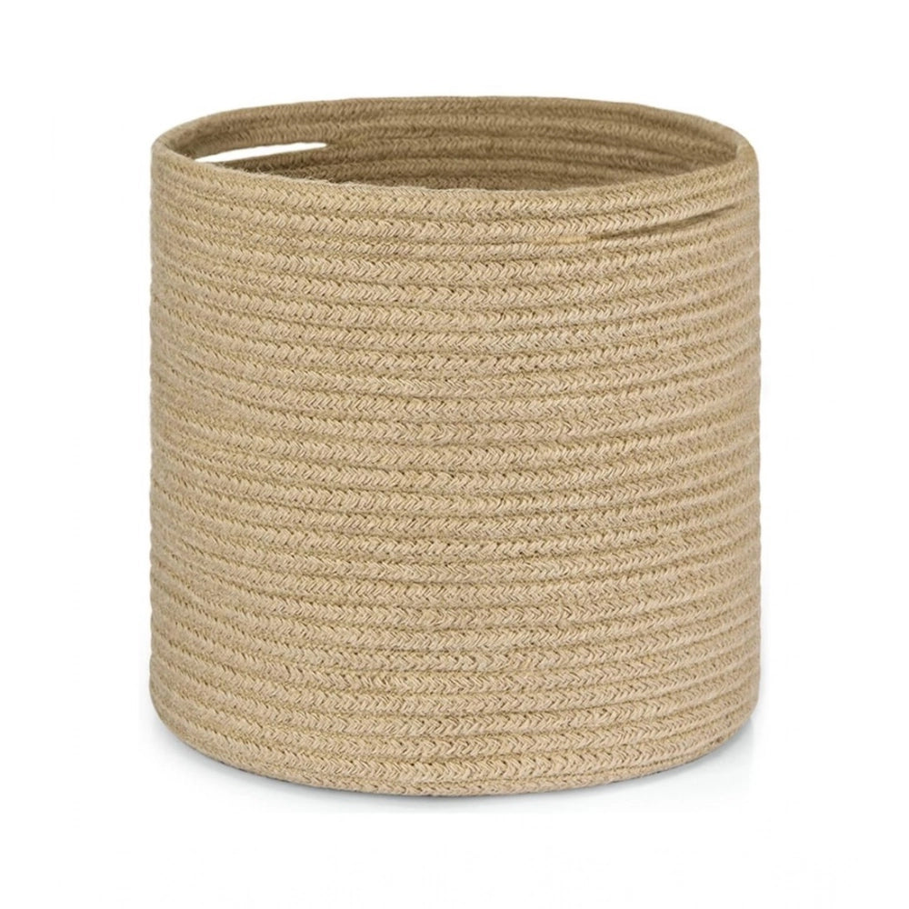 Generic Cotton Large Woven Storage Basket 11x11 Inch Pack of 1 (Beige)