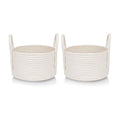 Generic Cotton Round Storage Rope Woven Baskets Pack of 2 (White)