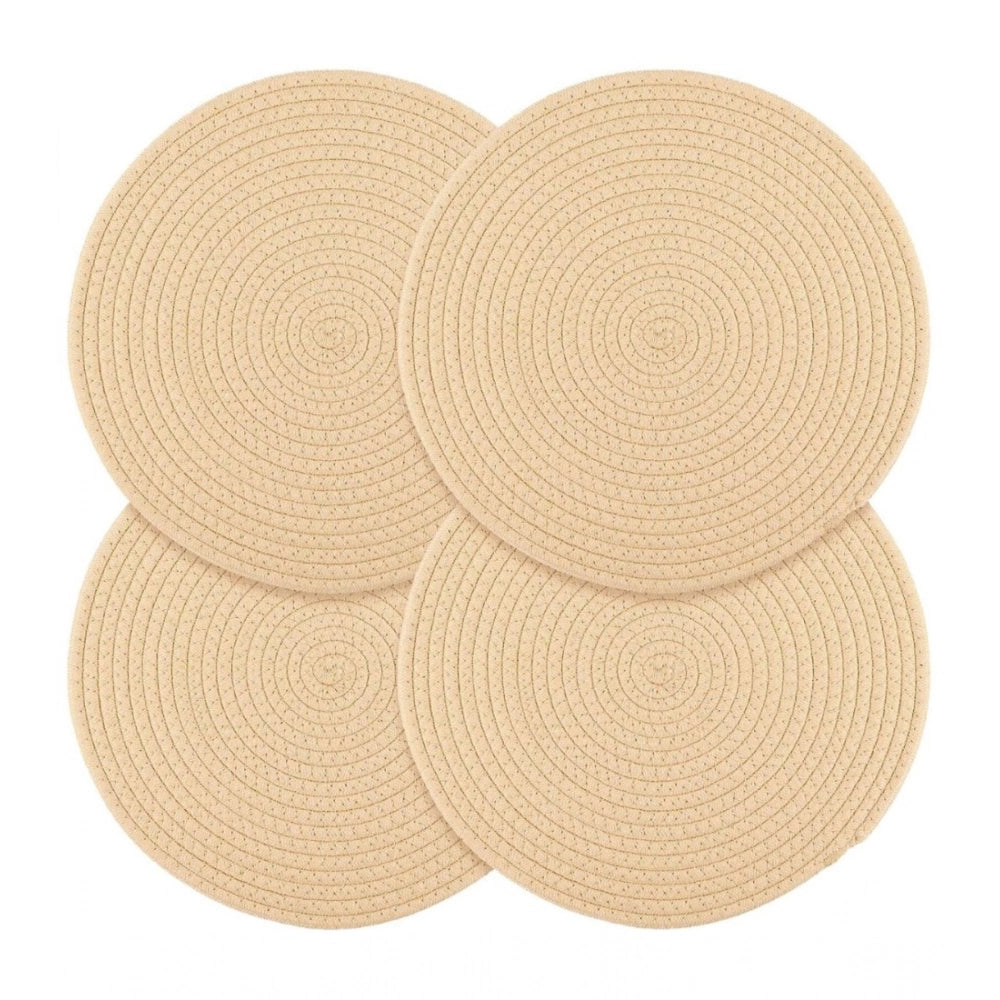 Generic Cotton Dining Table Round Placemat Mats Set of 4 (Cream)