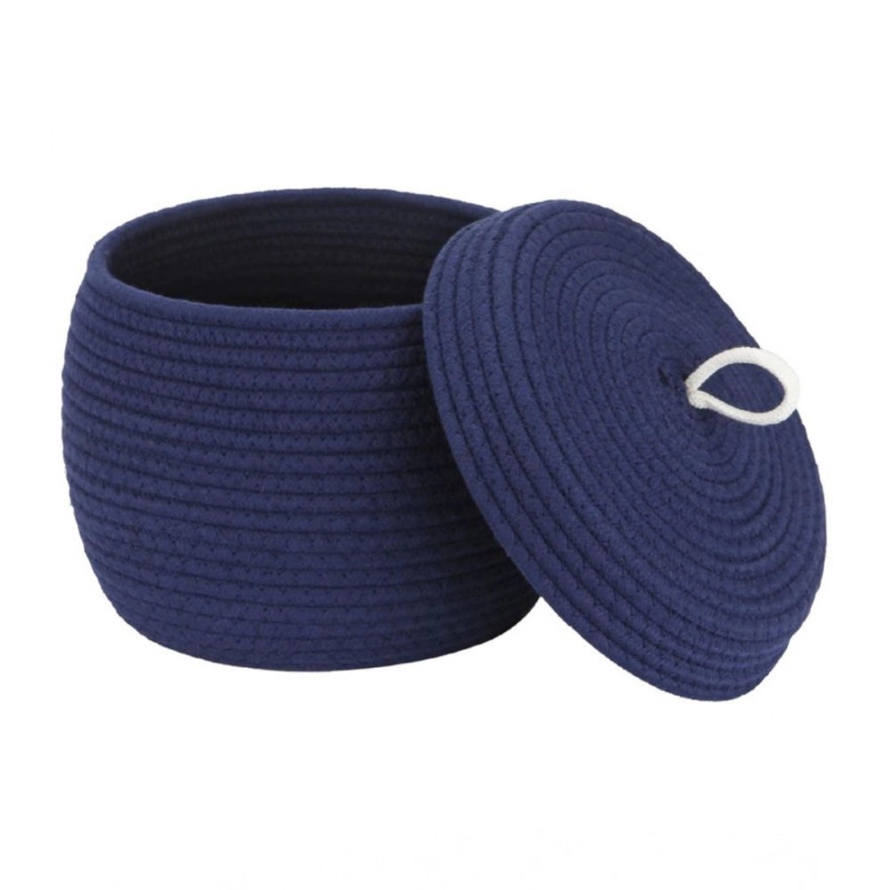 Generic Cotton Bear Shaped Storage Matka Basket With Lid Pack of 1 (Blue)