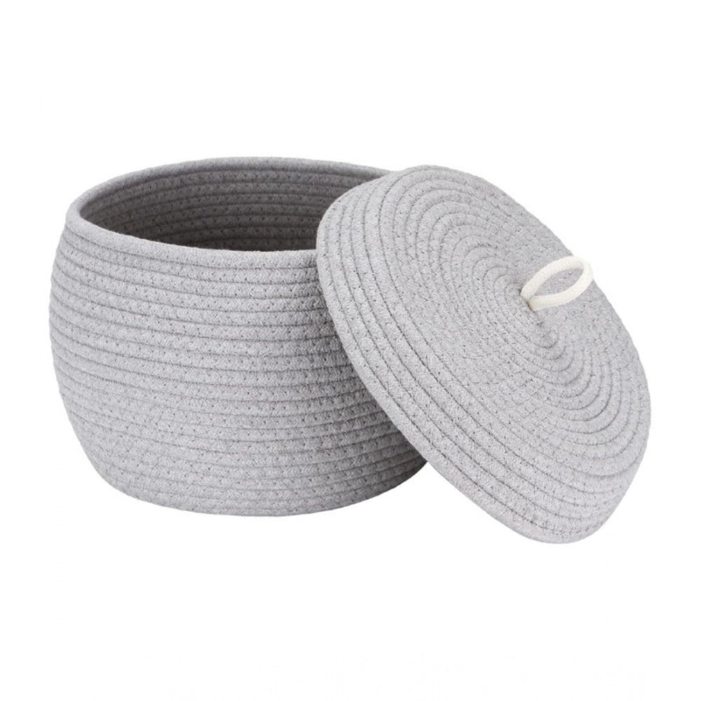 Generic Cotton Bear Shaped Storage Matka Basket With Lid Pack of 1 (Grey)