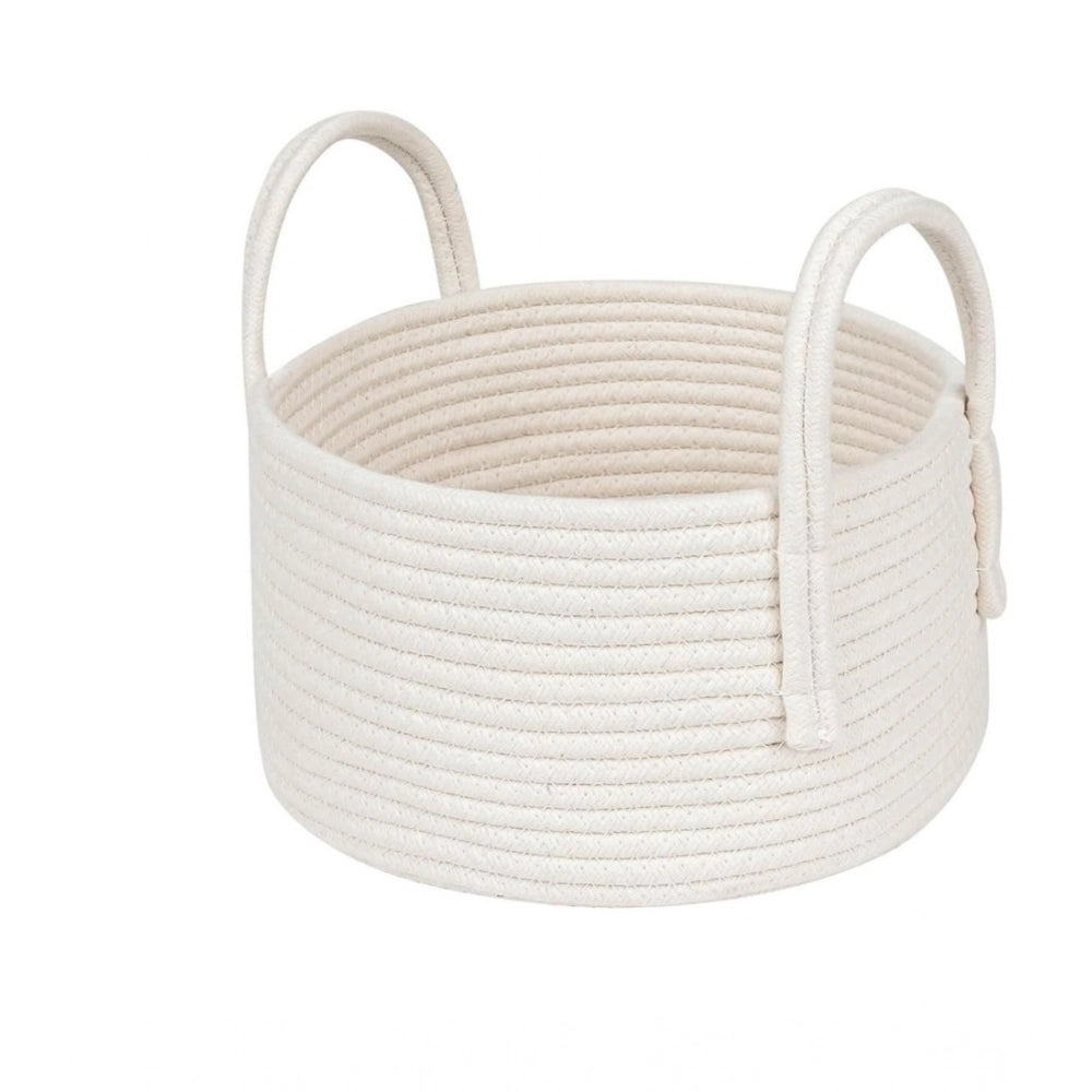 Generic Cotton Round Storage Rope Woven Baskets Pack of 2 (White)