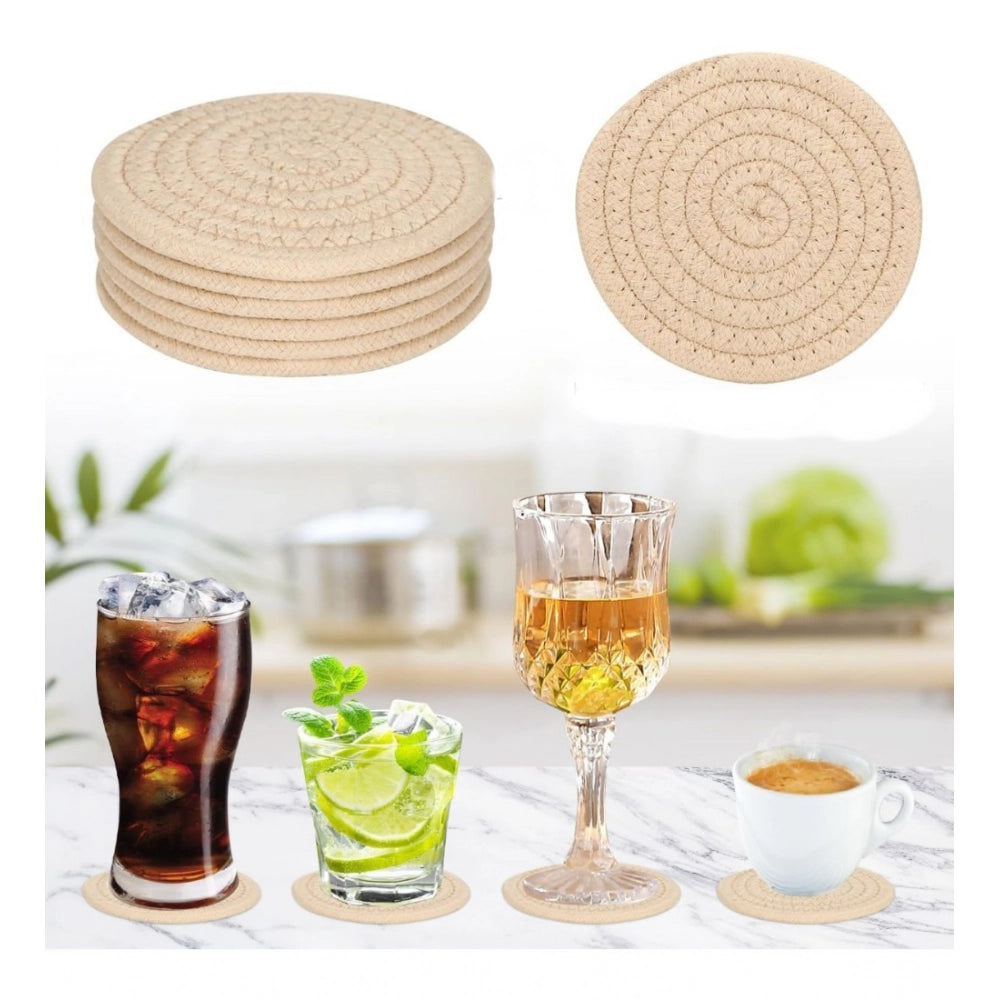 Generic Cotton Rope Drink Coasters 6 Pcs Set (Cream)
