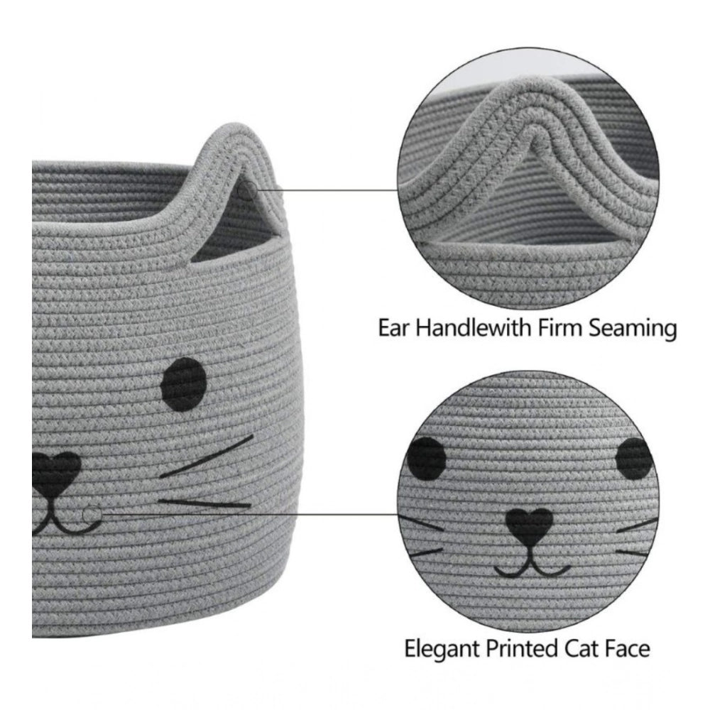 Generic Cotton Large Storage Cat Basket 15x11 Inch Pack of 1 (Grey)