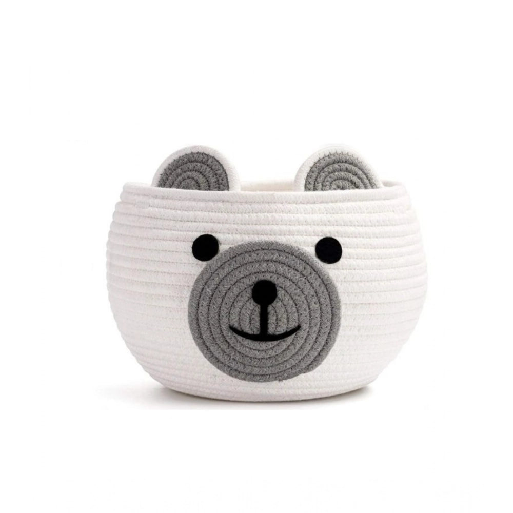 Generic Cotton Bear Shaped Storage Baskets Pack of 1 (White)