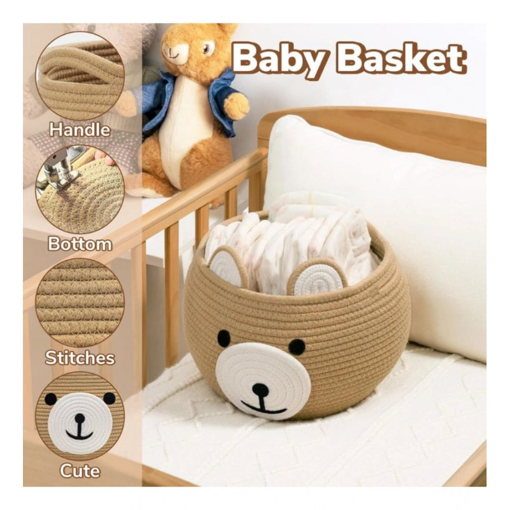 Generic Cotton Bear Shaped Storage Baskets Pack of 1 (Beige)