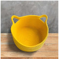 Generic Cotton Plain Cat Basket 9x5 Inch Pack of 1 (Yellow)