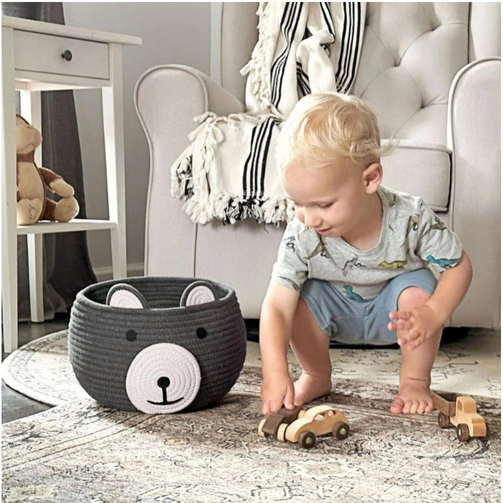 Generic Cotton Bear Shaped Storage Baskets Pack of 1 (Grey)