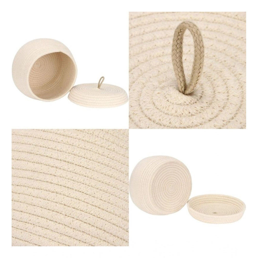 Generic Cotton Bear Shaped Storage Matka Basket With Lid Pack of 1 (Beige)