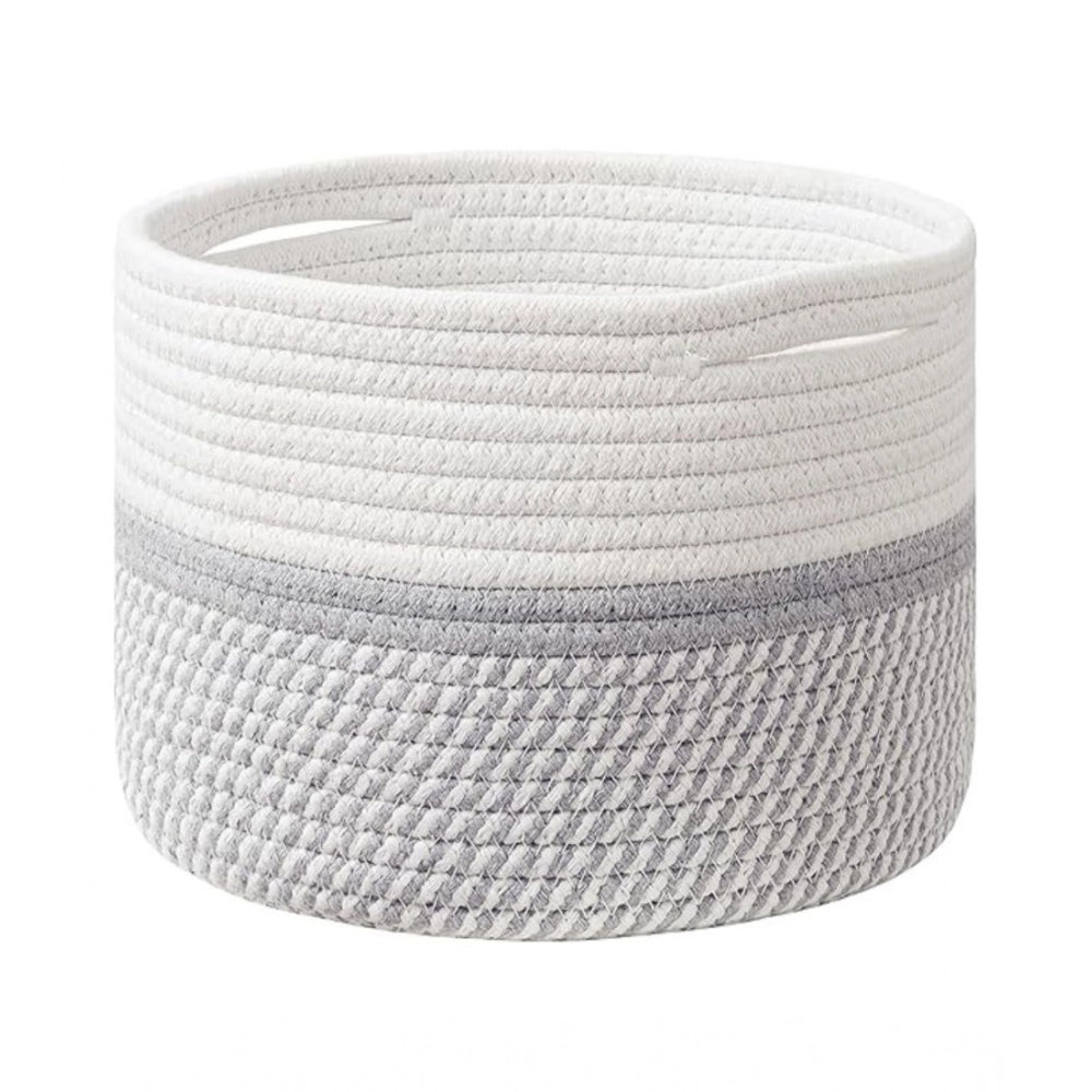 Generic Cotton Storage Rope Woven Baskets 9x7 Inch Pack of 1 (Grey)