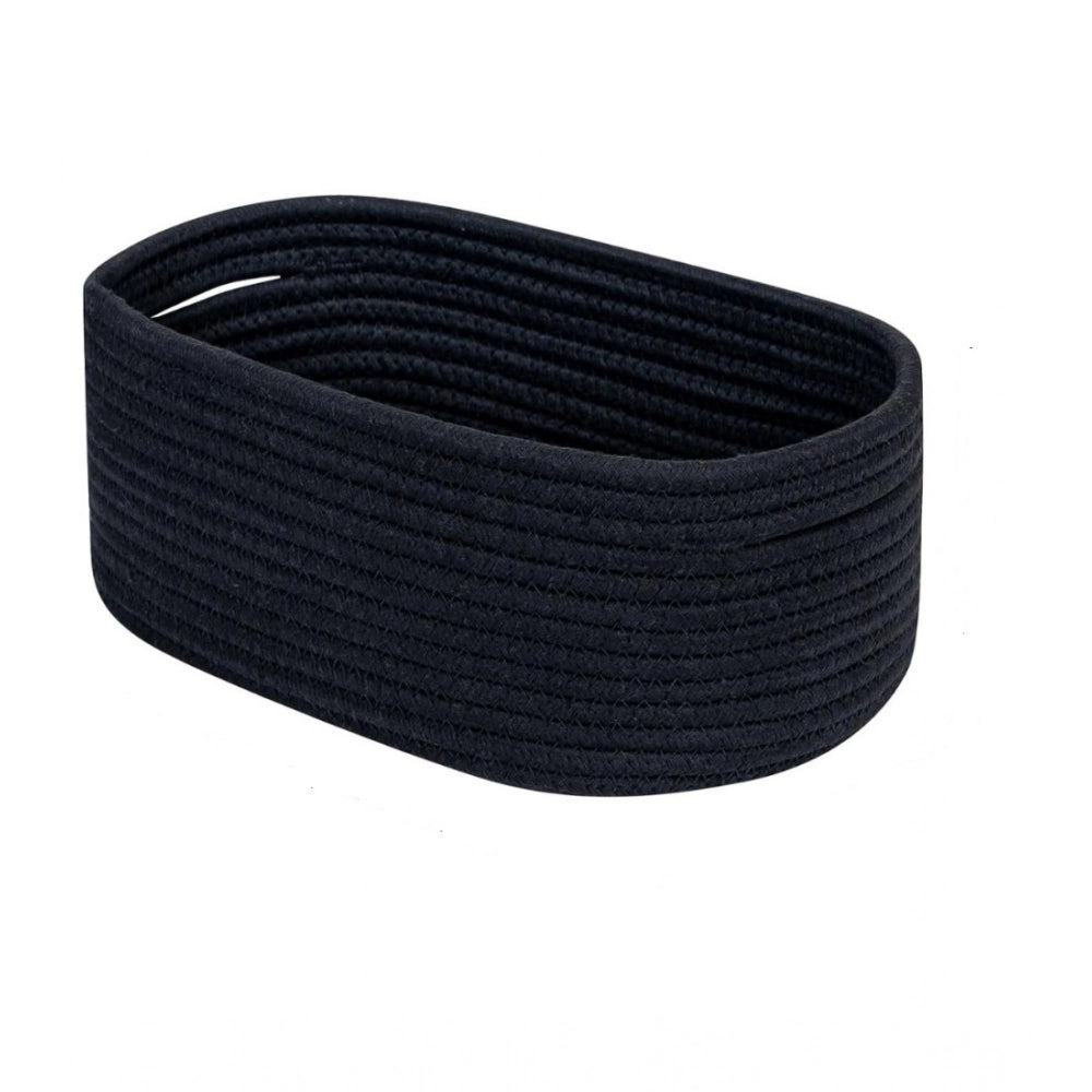 Generic Cotton Oval Storage Rope Woven Baskets Pack of 1 (Black)