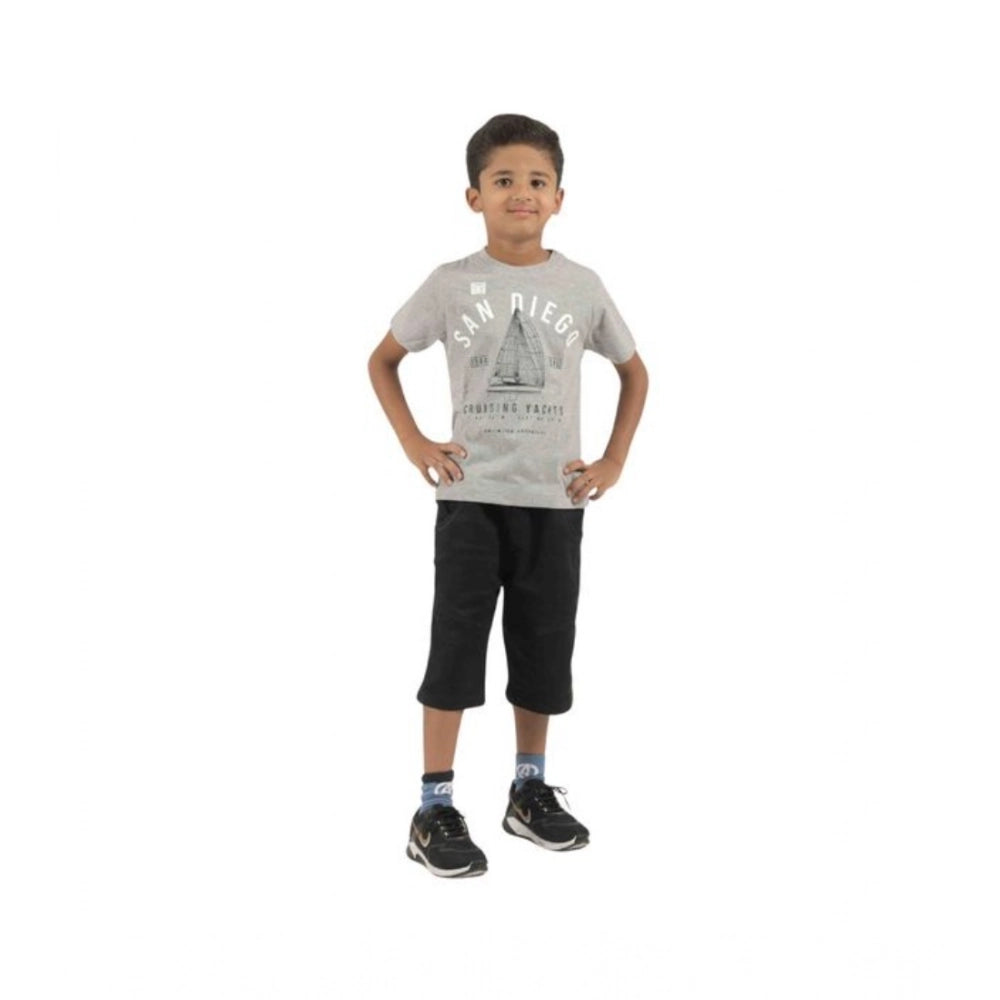 Generic Pack of 3 Boy's Cotton Printed Short Sleeve T-Shirt's (Multicolor)