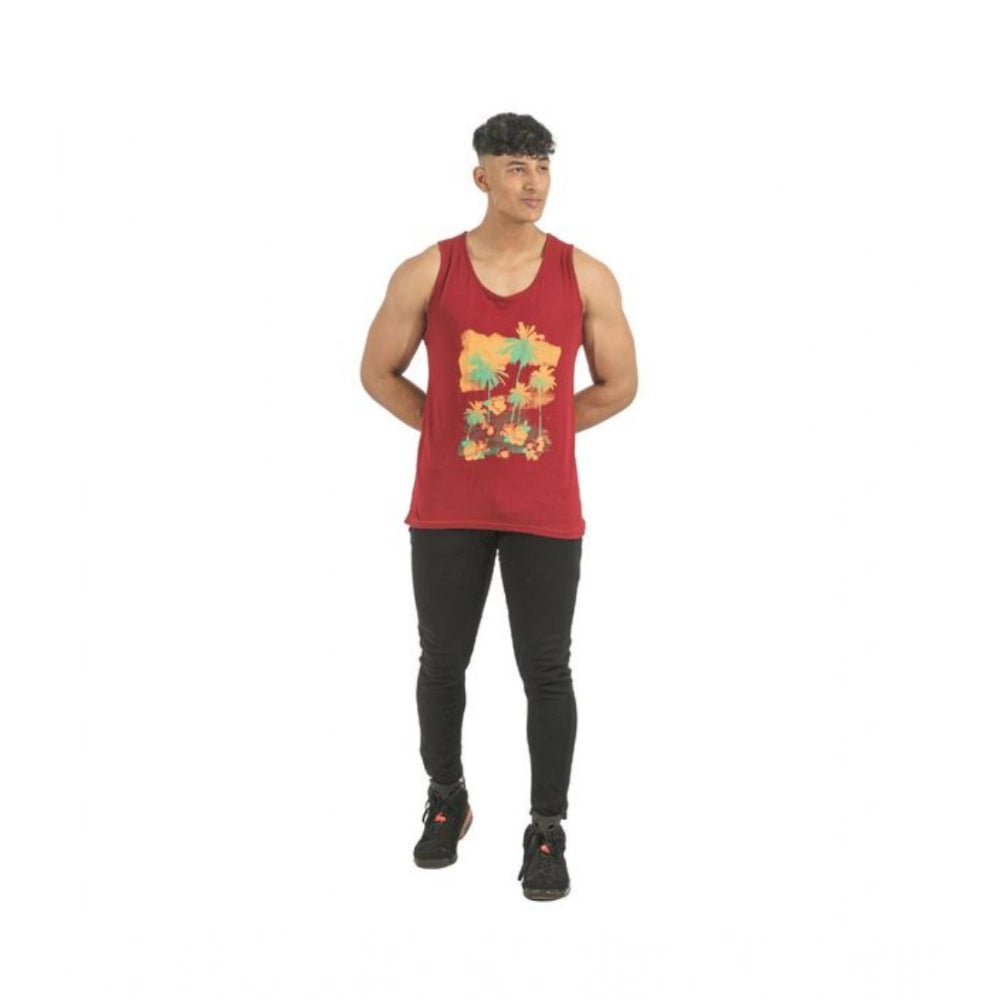 Generic Pack of 2 Men's Casual Cotton Printed Sleeveless Sleeve Tshirts (Multicolor)