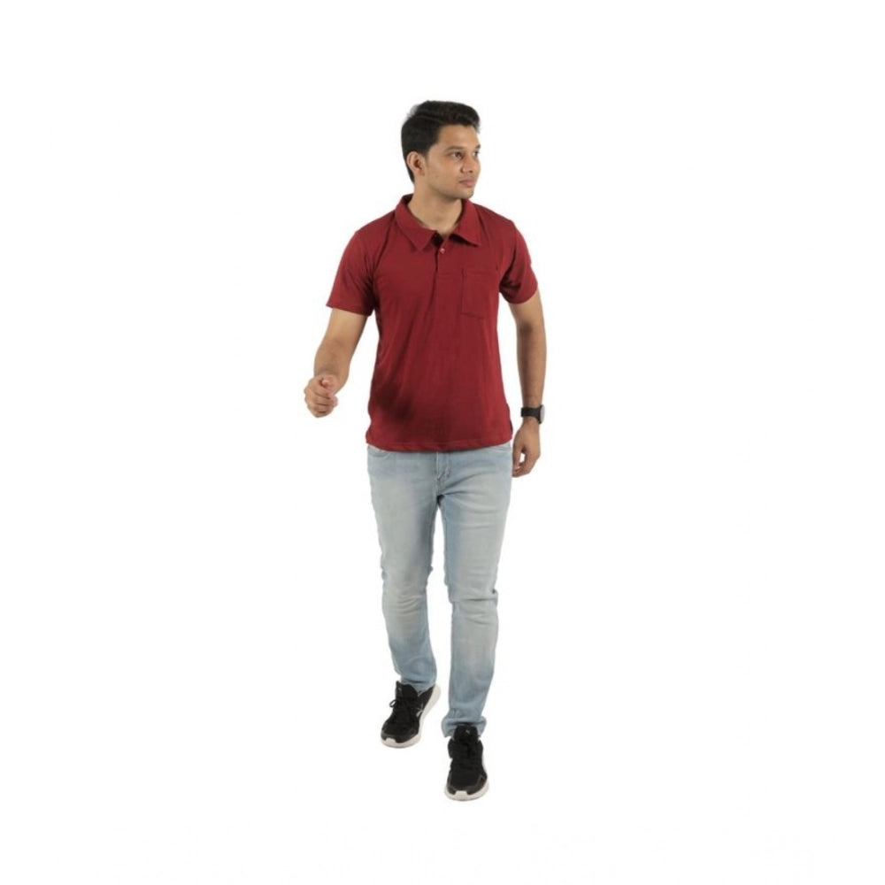 Generic Pack of 2 Men's Casual Cotton Solid Short Sleeve Tshirts (Multicolor)