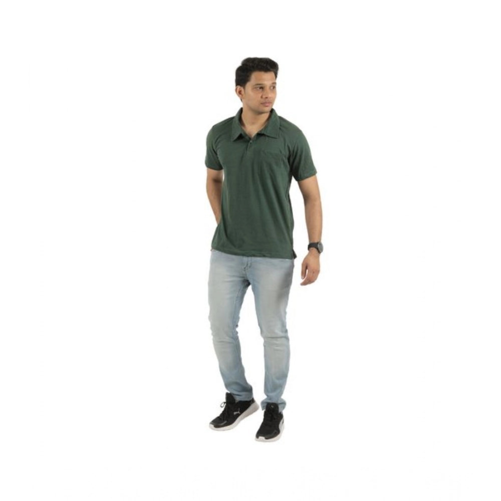 Generic Pack of 2 Men's Casual Cotton Solid Short Sleeve Tshirts (Multicolor)