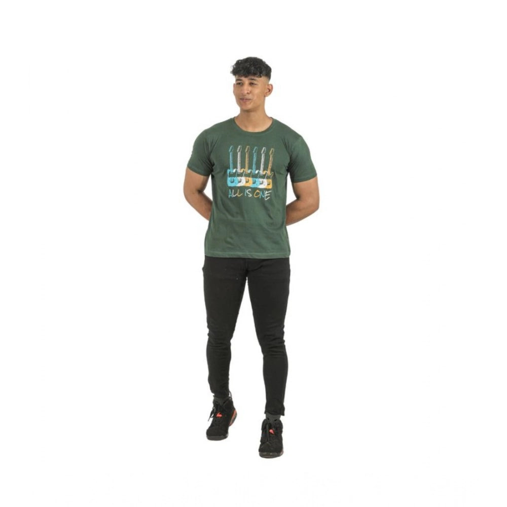 Generic Pack of 2 Men's Casual Cotton Printed Short Sleeve Tshirts (Multicolor)