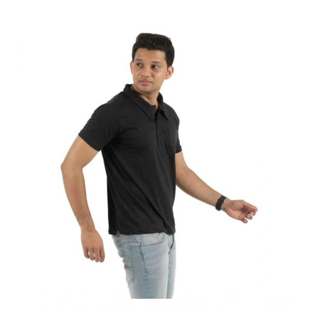 Generic Pack of 2 Men's Casual Cotton Solid Short Sleeve Tshirts (Multicolor)
