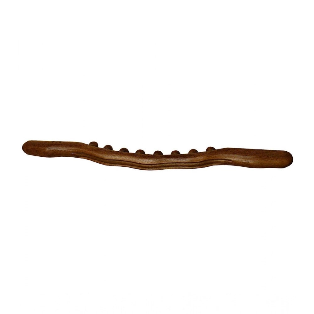 Generic Wood Gua Sha Massager Therapy Tool Soft Manual 8 Beads Roller (Brown)