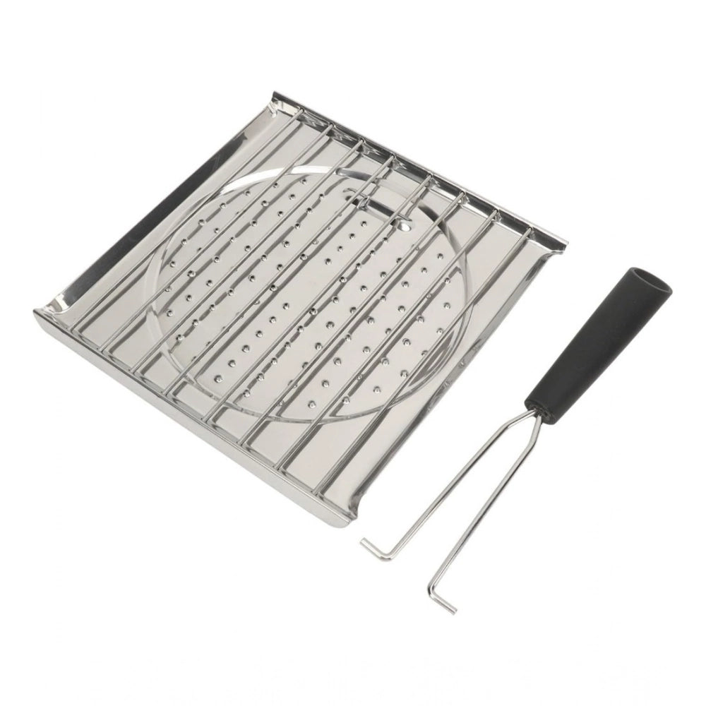 Generic Steel Toaster White Foldable Stainless Steel Grilling Pan (Silver)