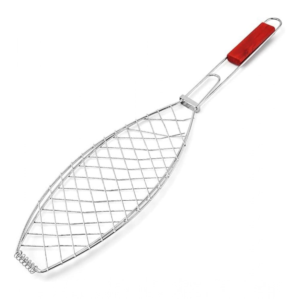 Generic Steel Roasting Fish Grilling Basket (Silver)