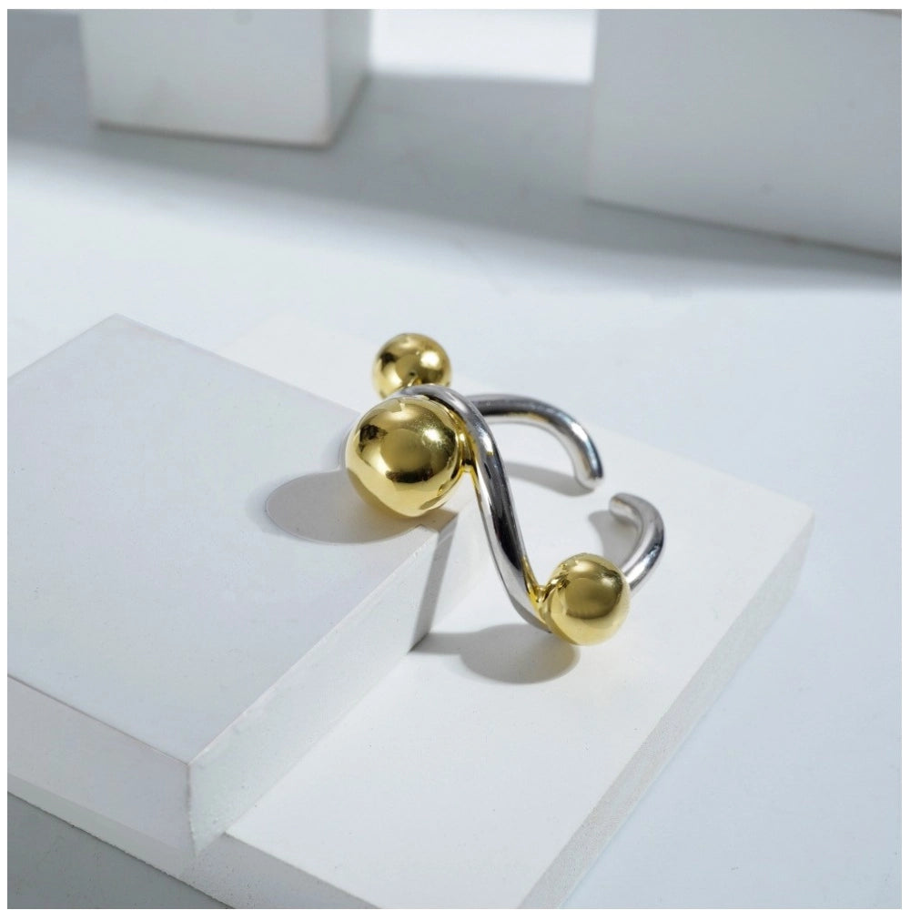 Generic Stainless Steel Stainless Steel Daily Wear Freesize Ring (Silver Plated)