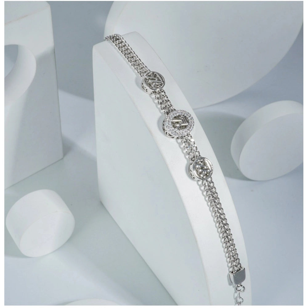 Generic Stainless Steel Unisex Silver Freesize Stainless Steel Loose Bracelet (Silver Plated)