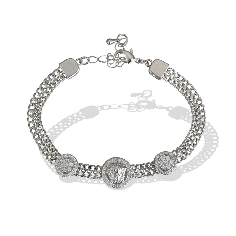 Generic Stainless Steel Unisex Silver Freesize Loose Bracelet (Silver Plated)