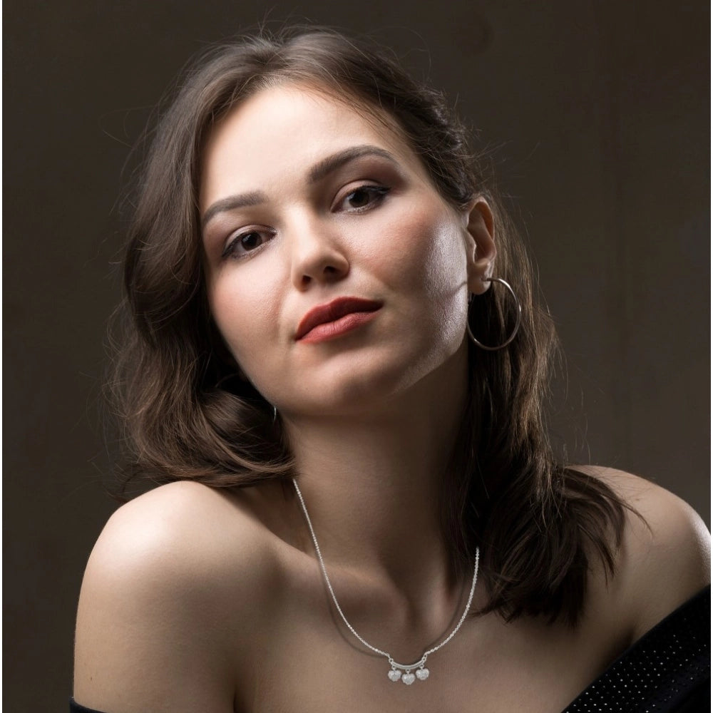 Generic Women's Stainless Steel Imported Stanless Steel Heart Pendent Chain (Silver Plated)