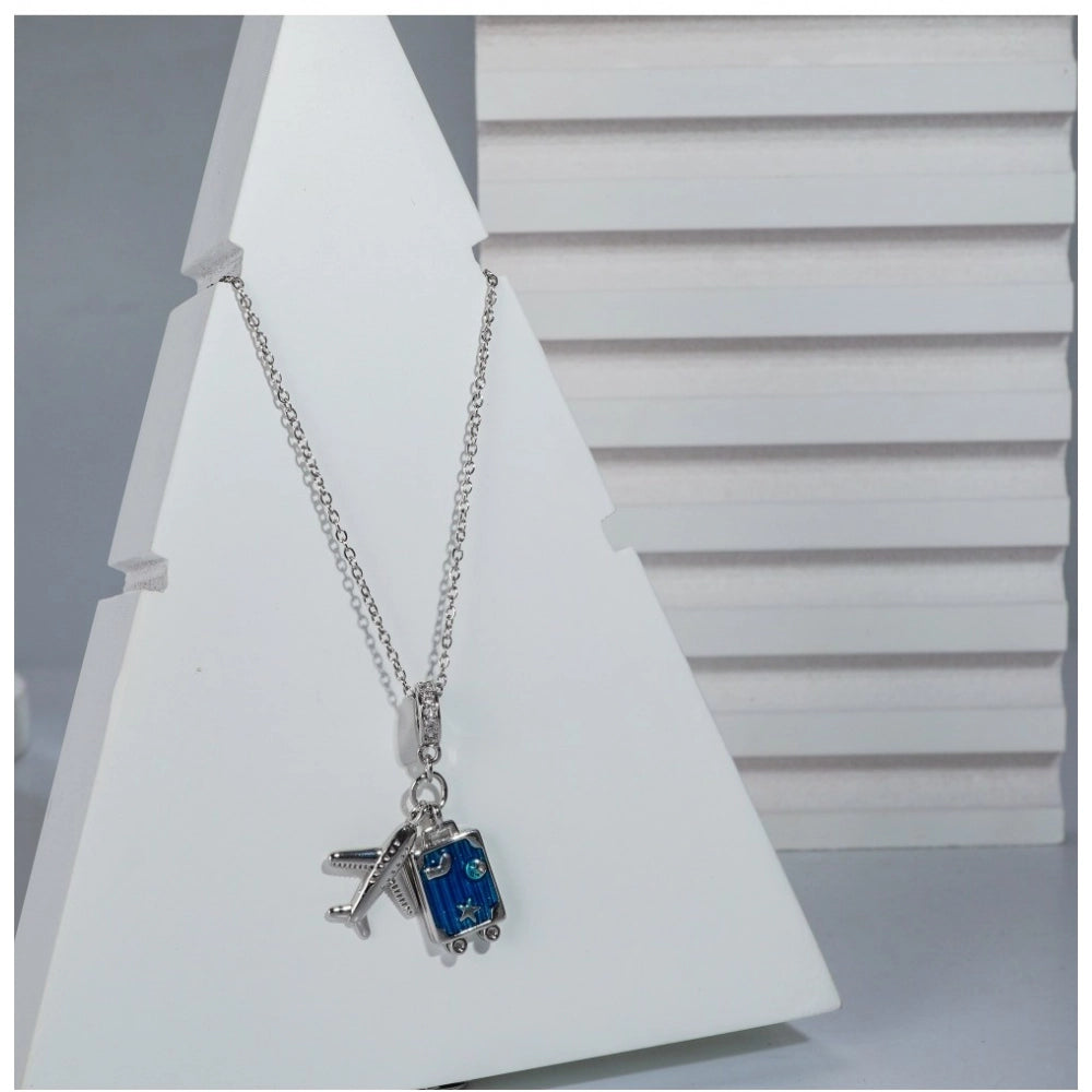 Generic Women's Stainless Steel Airplane Design Pendent Delicate Chain (Silver Plated)