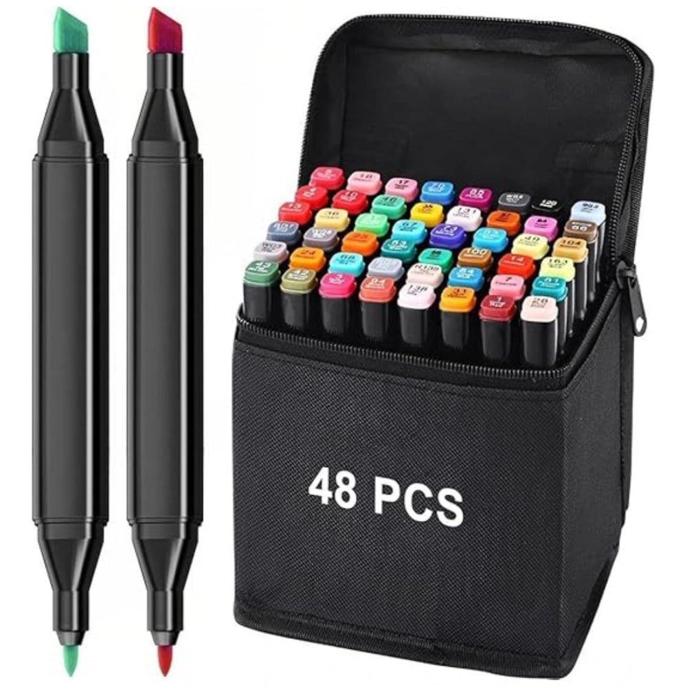 Generic Plastic 48Pcs Colors Art Markers Sketch Pen Dual Tip Artist Art Marker (Multicolor )