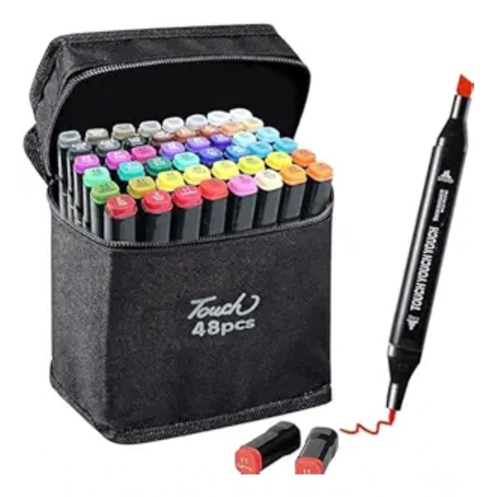 Generic Plastic 48Pcs Colors Art Markers Sketch Pen Dual Tip Artist Art Marker (Multicolor )